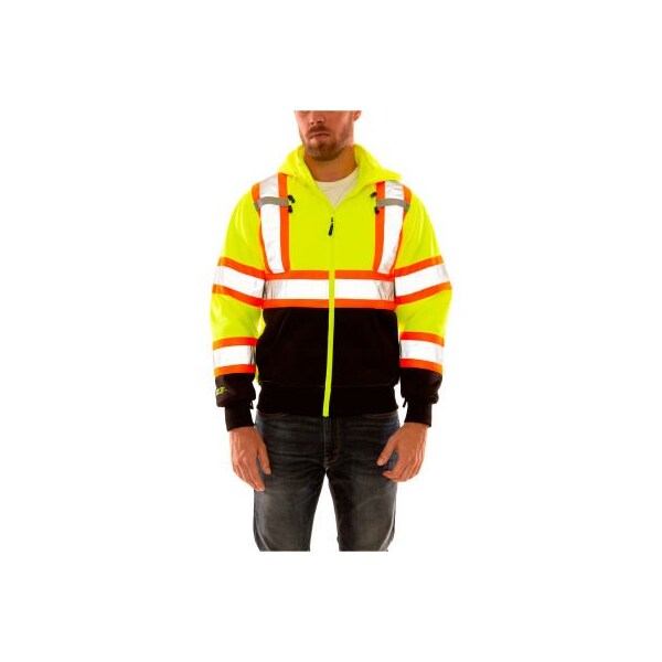 Tingley Tingley Hi Vis Sweatshirt, Detachable Hood, Zipper Closure, 2 Pockets, Fl Lime, Medium S78122C.MD - main